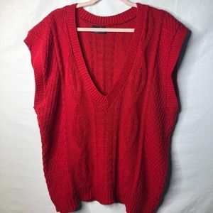 Red Knit Sweater Vest